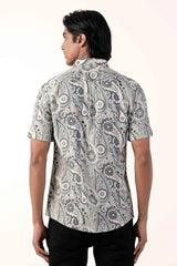Men Short Sleeve Shirt (Teal Printed)