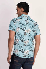 Men Short Sleeve Shirt (Blue Printed)