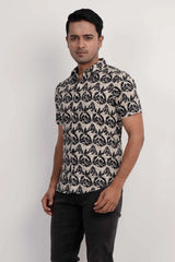 Men Short Sleeve Shirt (Black Printed)