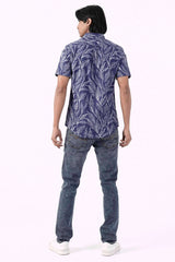 Men Short Sleeve Shirt (Navy Printed)