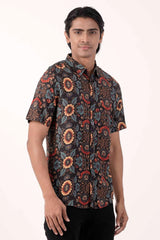 Men Short Sleeve Shirt (Black Printed)