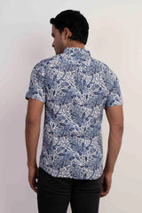 Men Short Sleeve Shirt (Blue Printed)
