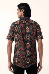 Men Short Sleeve Shirt (Black Printed)