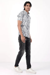 Men Short Sleeve Shirt (Grey Printed)