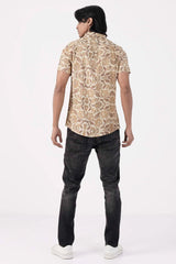 Men Short Sleeve Shirt (Beige Printed)