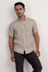 Men Short Sleeve Shirt (Grey Printed)