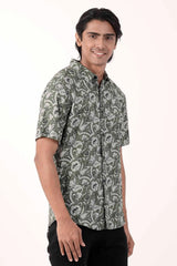 Men Short Sleeve Shirt (Green Printed)