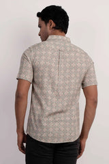 Men Short Sleeve Shirt (Grey Printed)