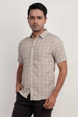 Men Short Sleeve Shirt (Grey Printed)