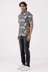 Men Short Sleeve Shirt (Green Printed)