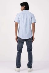 Men Short Sleeve Shirt (Blue Stripe)