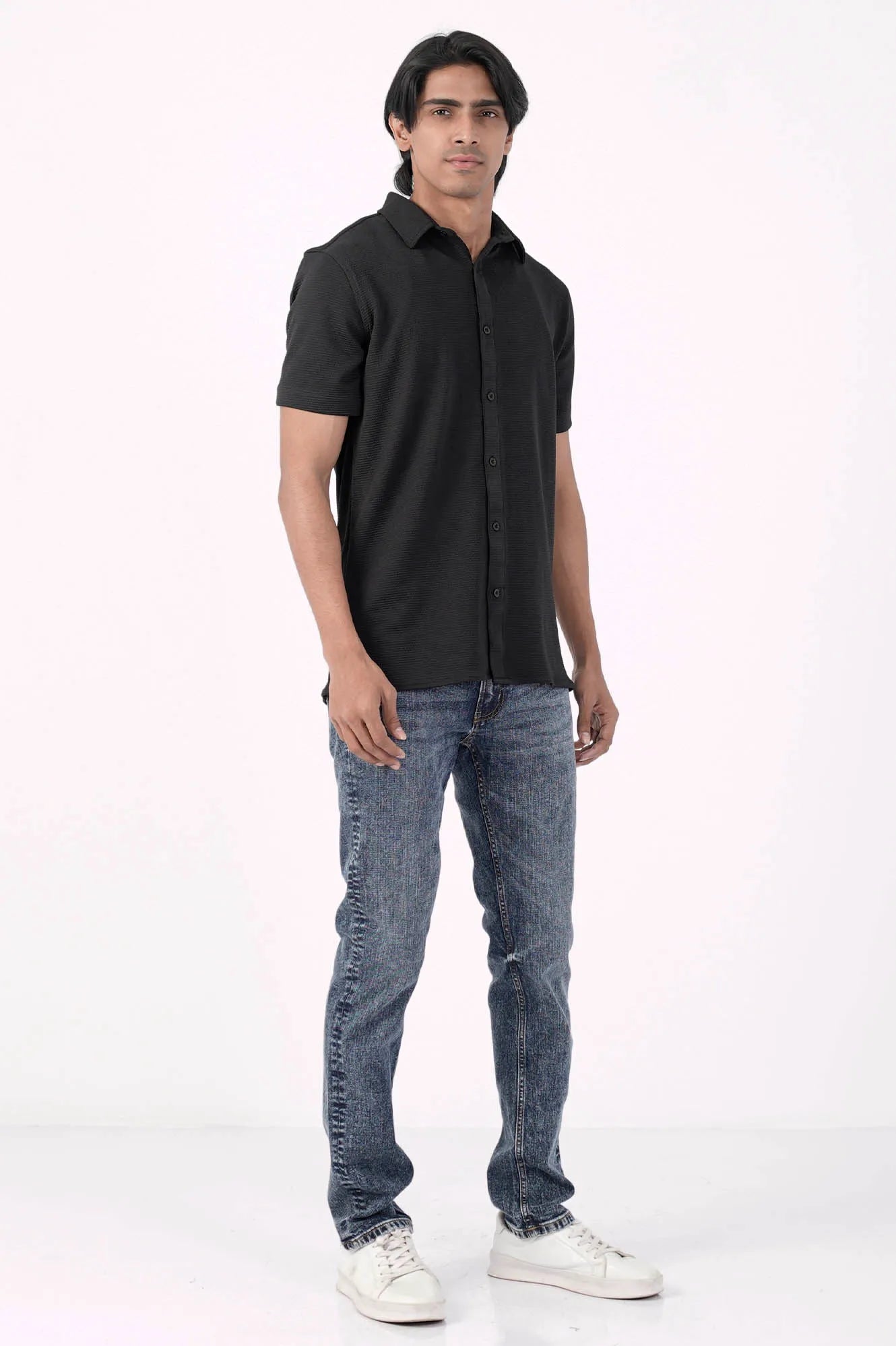 Men Short Sleeve Shirt (Black)