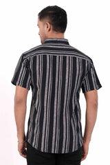 Men's Short Sleeve Shirt (Black Stripe)