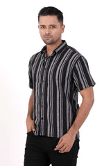 Men's Short Sleeve Shirt (Black Stripe)
