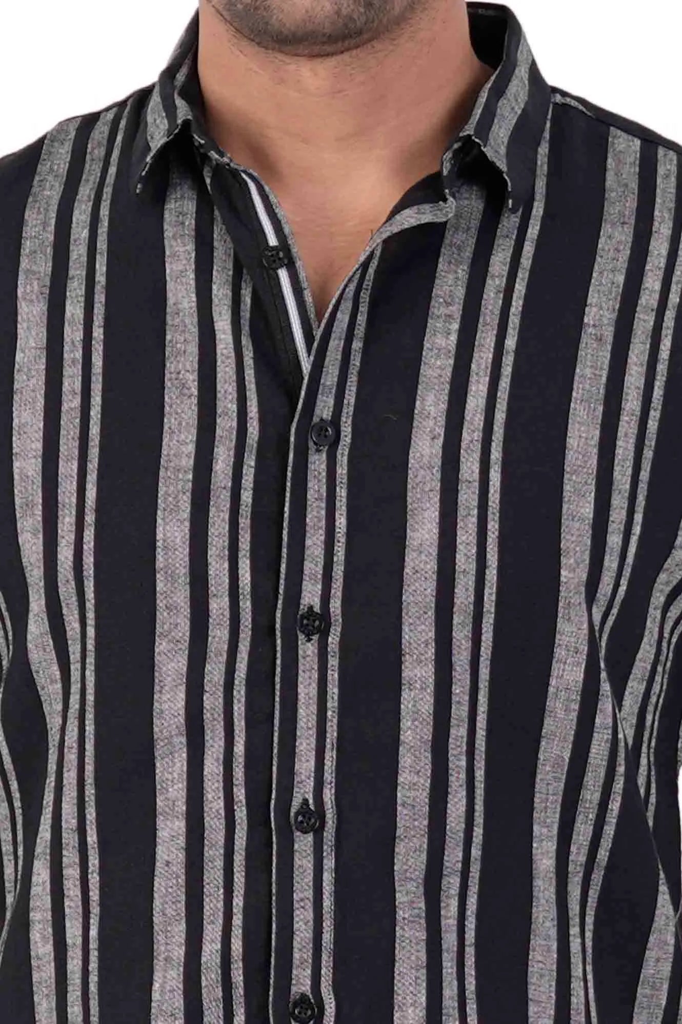 Men's Short Sleeve Shirt (Black Stripe)