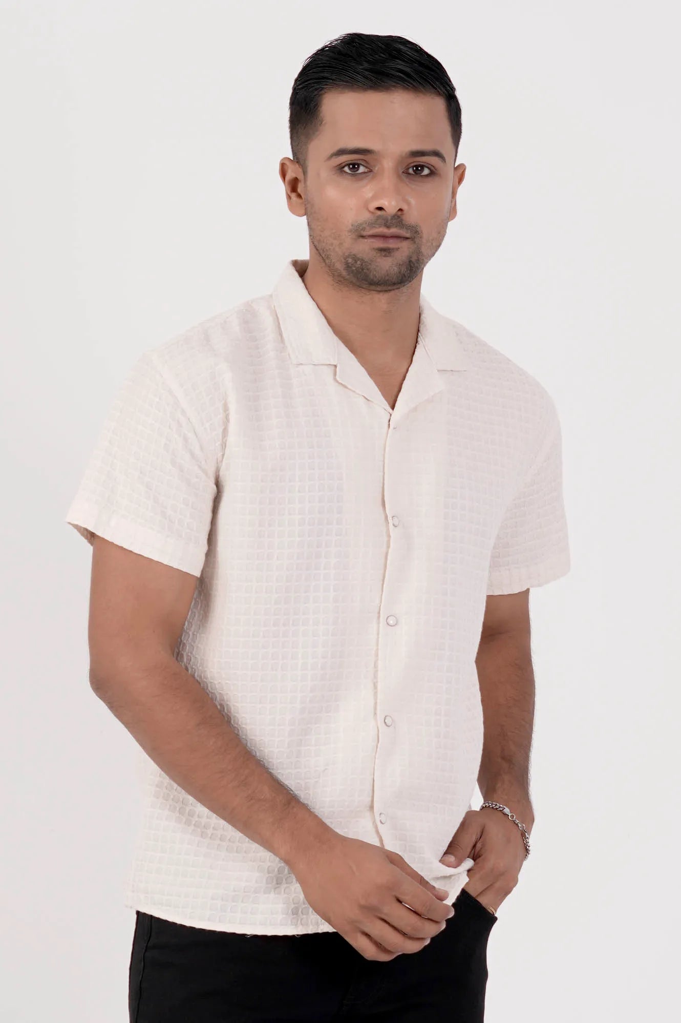 Men's Short Sleeve Shirt (Off White)