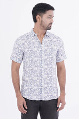 Men Short Sleeve Shirt (Blue Printed)
