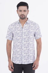 Men Short Sleeve Shirt (Blue Printed)