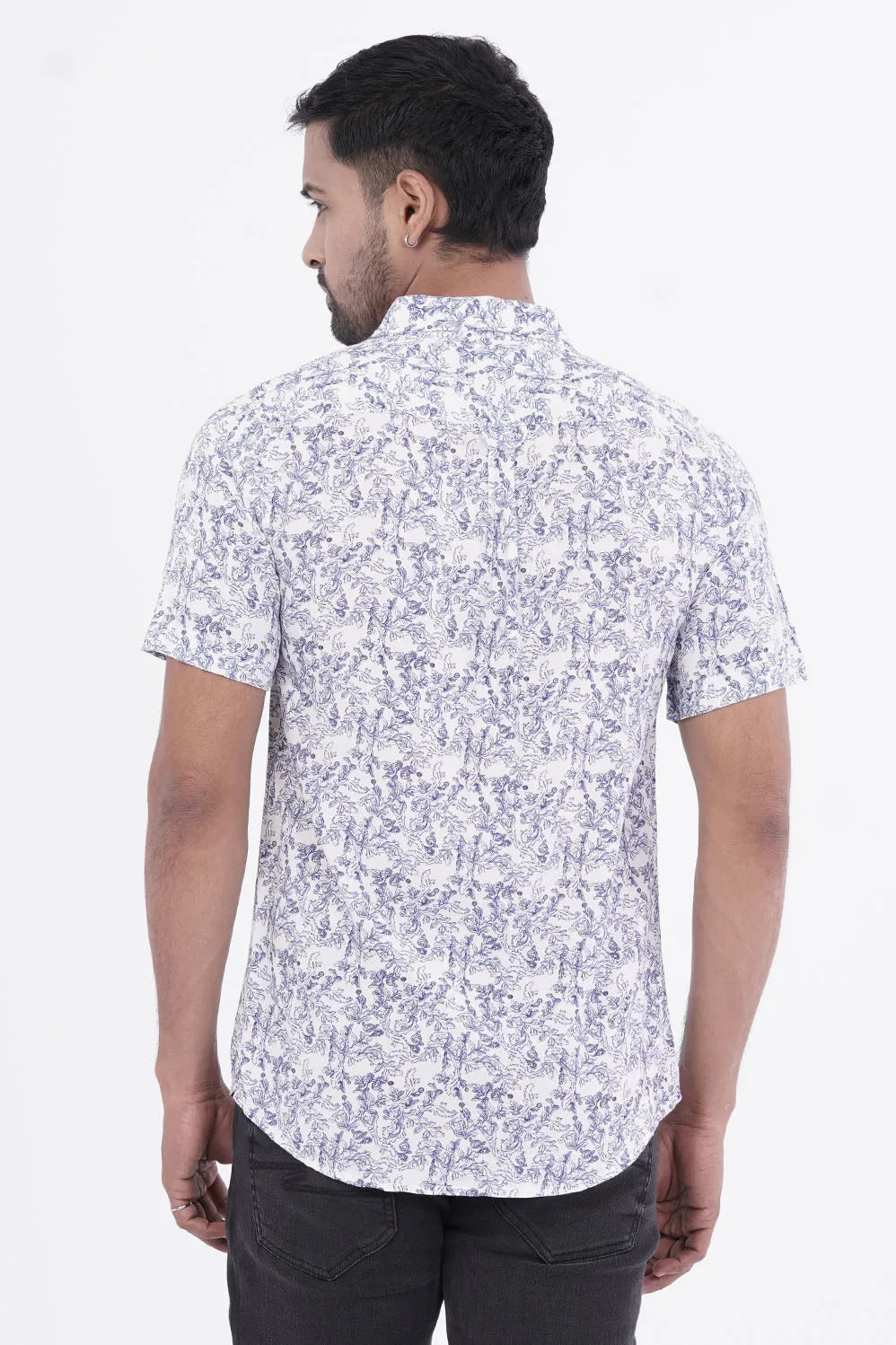 Men Short Sleeve Shirt (Blue Printed)