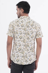 Men Short Sleeve Shirt (Mustard Printed)