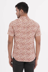 Men Short Sleeve Shirt (Brown Printed)