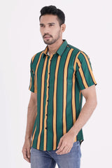 Men Short Sleeve Shirt (Amber Stripe)