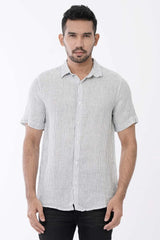 Men Short Sleeve Shirt (White Stripe)