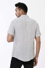 Men Short Sleeve Shirt (White Stripe)
