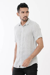 Men Short Sleeve Shirt (White Stripe)