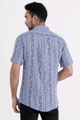 Men Short Sleeve Shirt (Blue Printed)