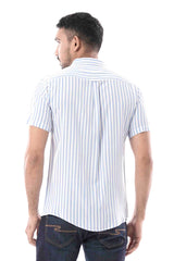 Men Short Sleeve Shirt (White Stripe)