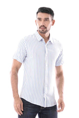 Men Short Sleeve Shirt (White Stripe)