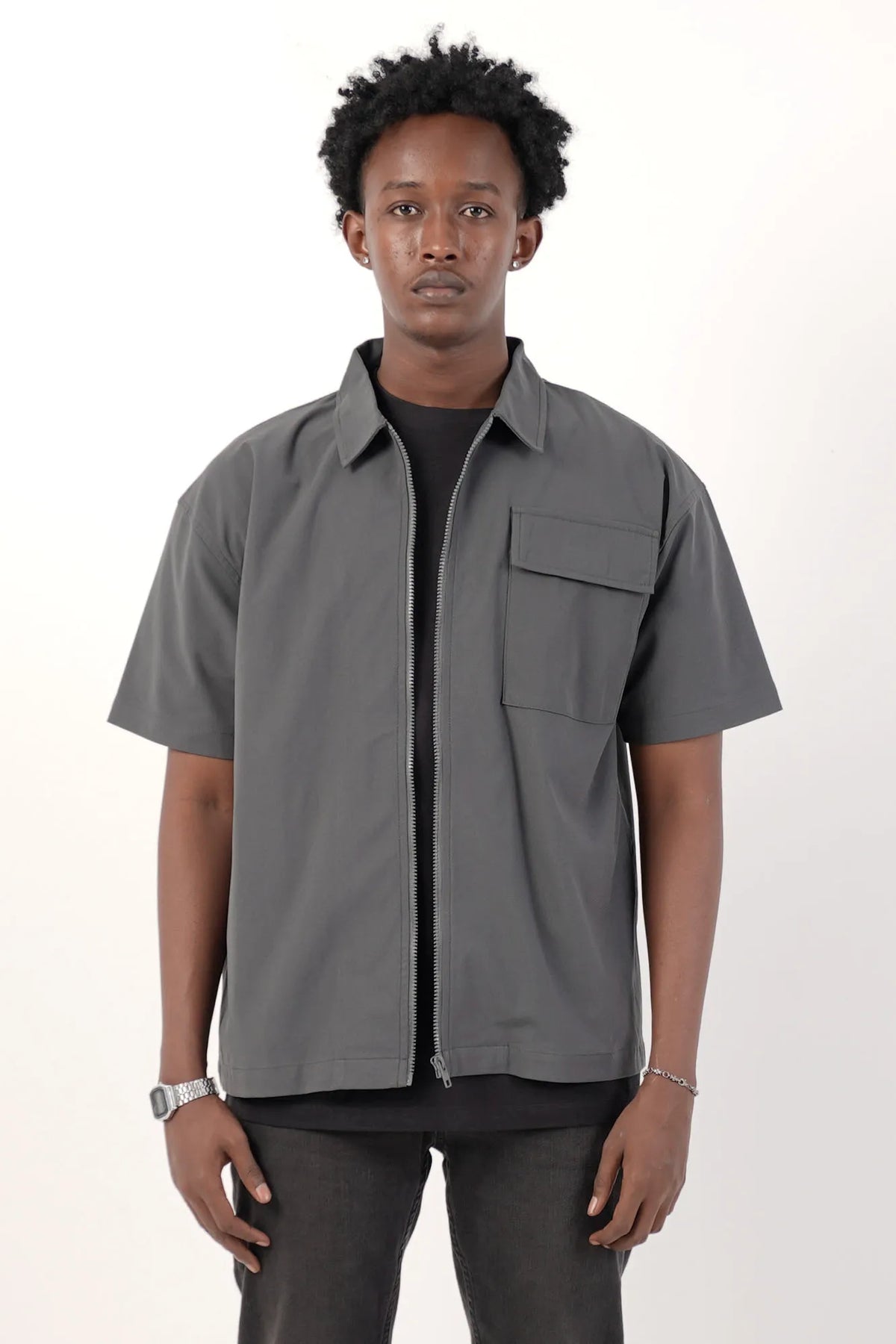 Men's Short Sleeve Shirt (Grey)