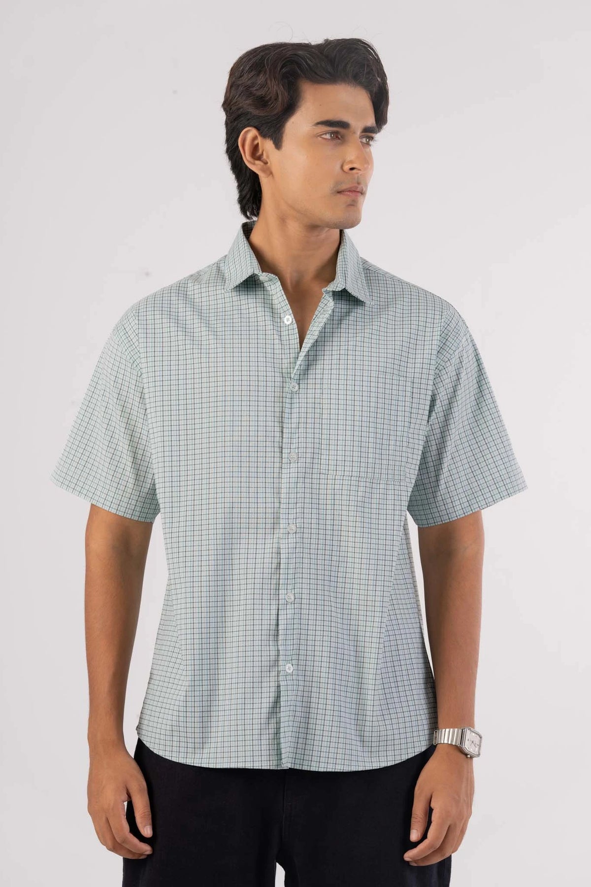 Men's Short Sleeve Shirt (Aqua Green)