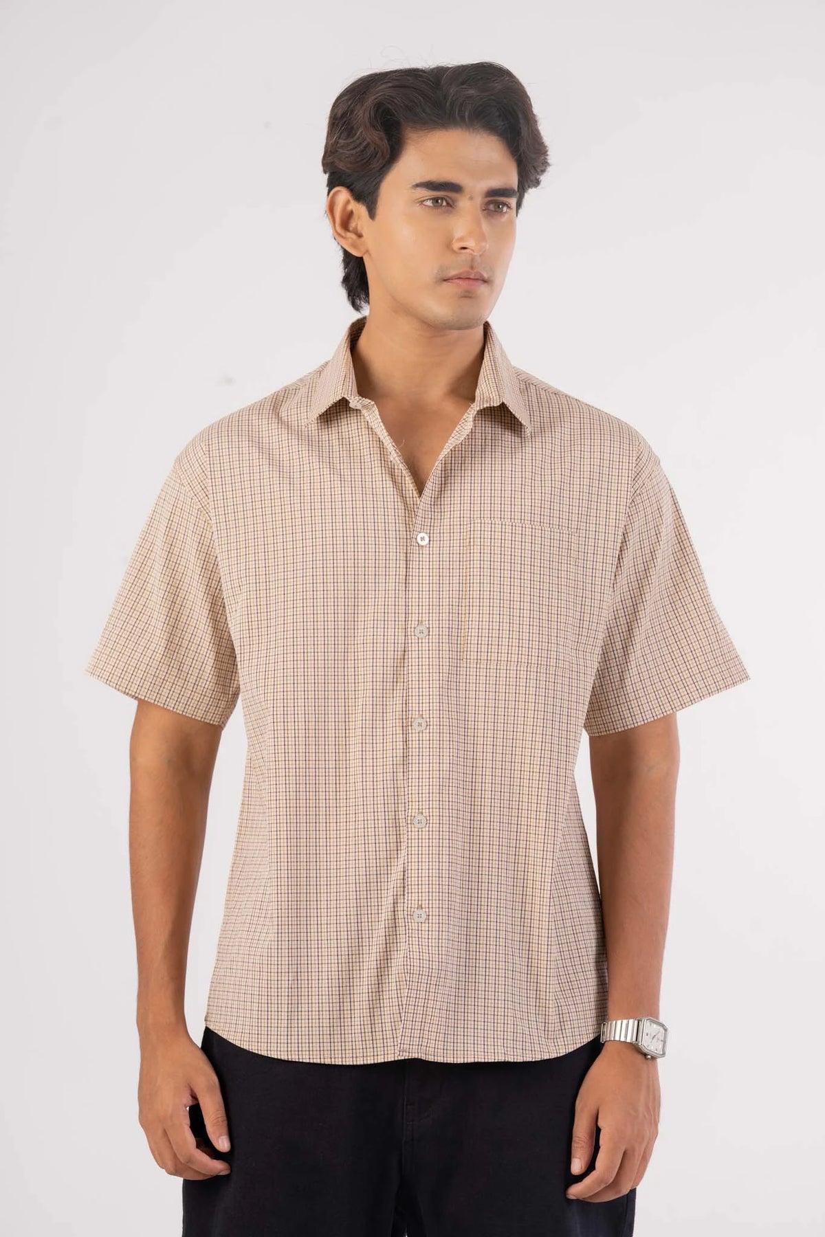 Men's Short Sleeve Shirt (Lt. Beige)