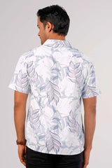 Men's Short Sleeve Shirt (White Printed)