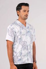 Men's Short Sleeve Shirt (White Printed)