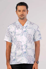 Men's Short Sleeve Shirt (White Printed)