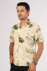 Men's Short Sleeve Shirt (Green Printed)