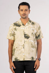 Men's Short Sleeve Shirt (Green Printed)