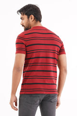 Men Sweater T-shirt (Maroon Stripe)
