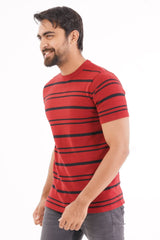 Men Sweater T-shirt (Maroon Stripe)