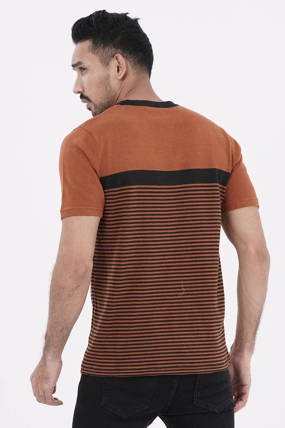Men Sweater T-shirt (Brown Stripe)
