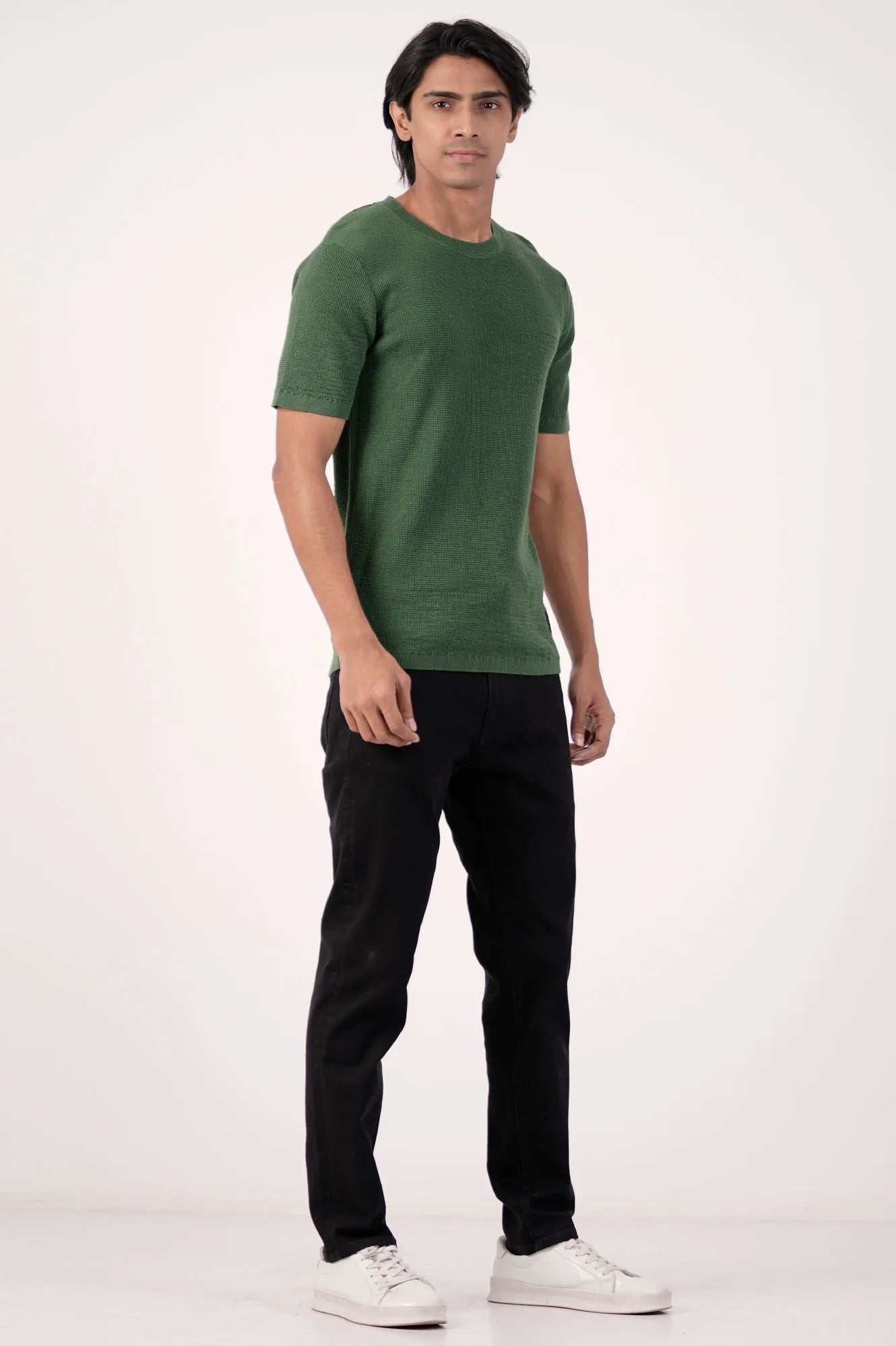 Men's Sweater T-Shirt (Bottle Green)