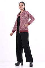 Women's Jacket (Maroon Printed)