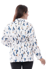 Women's Shirt (White Printed)