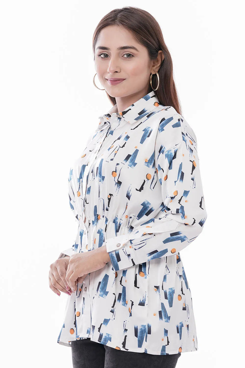 Women's Shirt (White Printed)