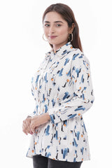 Women's Shirt (White Printed)
