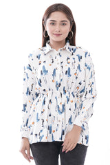 Women's Shirt (White Printed)