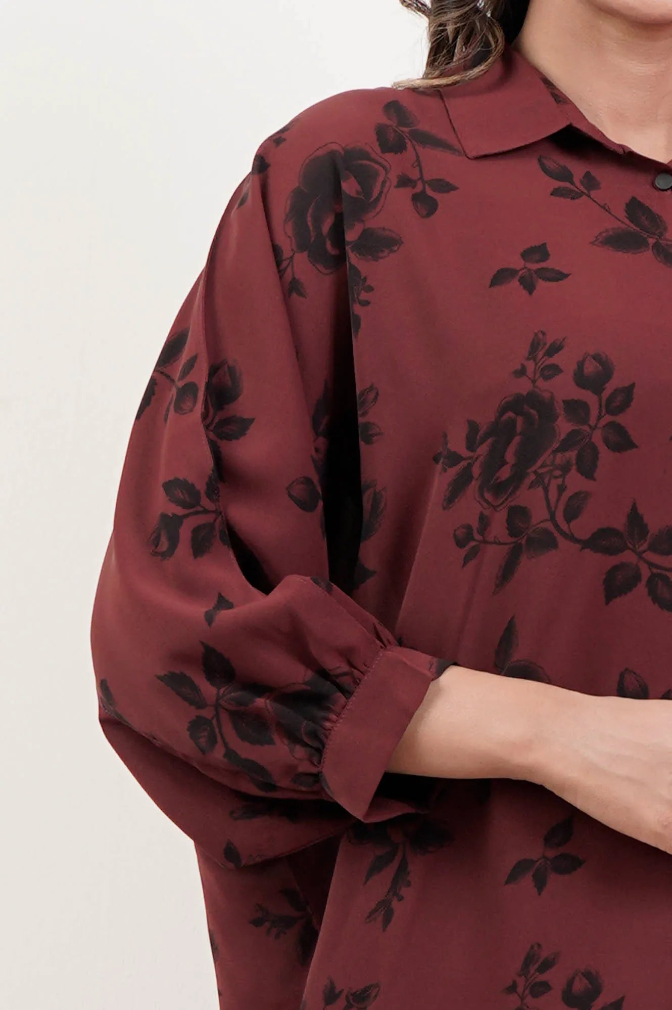 Women's Shirt (Maroon Printed)